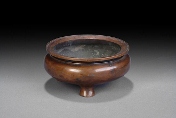 A Chinese round bronze censer