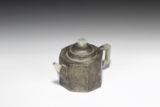 A PEWTER-ENCASED AND JADE DECORATED YIXING TEAPOT