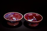 A PAIR OF RED FLAMBE GLAZED BOWLS