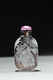 AN INSIDE PAINTED 'GUAN GONG' CRYSTAL SNUFF BOTTLE