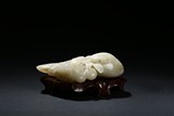 A WHITE JADE CARVED QUAIL GROUP