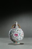 A FAMILLE ROSE 'PEONY' MOONFLASK VASE