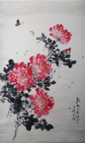WANG XUETAO: COLOR AND INK ON PAPER 'PEONIES' PAINTING