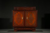 AN IMPERIAL BAMBOO VENEER CARVED CABINET