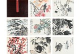 VARIOUS ARTIST'S: COLOR AND INK SIX-LEAF ALBUM PAINTING