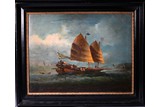 A CHINESE OIL ON CANVAS TRADE PAINTING