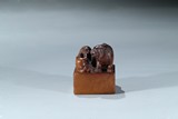 A SHOUSHAN SOAPSTONE 'TIGER CUBS' SEAL
