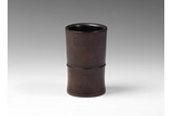 A ROSEWOOD CARVED 'BAMBOO' BRUSHPOT