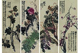 WU CHANGSHUO: SET OF FOUR COLOR AND INK ‘FLOWERS’ PAINTING