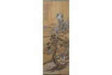GU JIANLONG: COLOR AND INK ON SILK 'FIGURES AND RANS' PAINTING