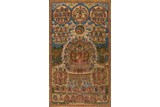 AN EMBROIDERED 'EMPEROR IN BUDDHA'S ORNAMENTS' THANGKA