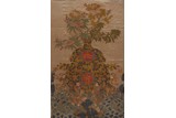 AN EMBROIDERED SILK SCROLL OF 'DAJI' DOUBLE GOURD VASE