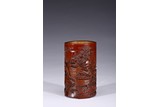 A CARVED BAMBOO 'RED CLIFF' BRUSHPOT