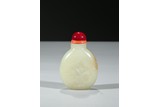 A WHITE JADE 'ORCHID' SNUFF BOTTLE
