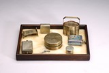 GROUP OF CHINESE SILVER SCHOLAR BOXES & ROSEWOOD MARBLE TRAY
