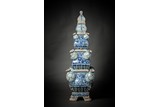 A LARGE BLUE AND WHITE PAGODA
