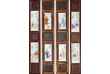 A GROUP OF FOUR TWO-SECTIONED FAMILLE ROSE PANELS 