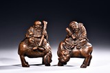 A PAIR OF BAMBOO CARVED FIGURES