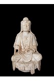 A LARGE MARBLE CARVED FIGURE OF GUANYIN