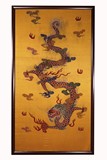 A CHINESE FRAMED YELLOW GROUND 'DRAGON' SILK EMBROIDERY