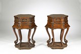 PAIR OF LACQUERED WOOD HEXAGON STANDS