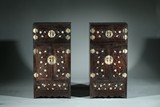 A PAIR OF CHINESE ZITAN SILVER INLAID CABINETS