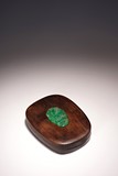 A HUANGHUALI JADEITE INLAID INKSTONE BOX AND COVER