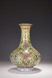 A FAMILLE ROSE LIME-GREEN GROUND 'DRAGON AND LOTUS' VASE