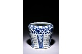 A BLUE AND WHITE 'POEM AND PHOENIX' JARDINIERE 