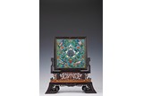 A SQUARE CLOISONNE ENAMEL INLAID TABLE SCREEN