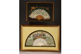 TWO CHINESE EXPORT FRAMED FAN PAINTINGS