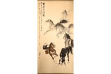 A CHINESE COLOR AND INK 'HORSES' PAINTING