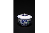 A WUCAI BLUE AND WHITE BOWL AND CUP