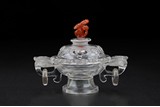 A CHINESE CRYSTAL CARVED CENSER AND COVER