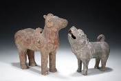 Two (2) Ceramic unglazed beasts