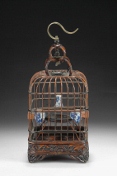 A Chinese bamboo square bird cage