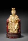 Three gold painted lacquer figures