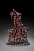 A Chinese carved wood Shou Lao figural group