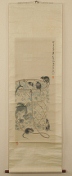 A Chinese painting of mice eating grapes