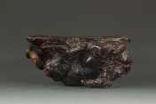 A Chinese carved wood root cup