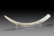 A LARGE JAPANESE CARVED IVORY TUSK