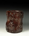 A CARVED HUANGHUALI BRUSH POT