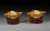 A PAIR OF GILT BRONZE SHANKHA