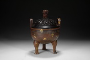 A GILT SPLASH BRONZE CENSER WITH COVER