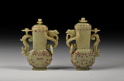 A PAIR OF MOGUL STYLE CELADON VASE