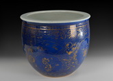A GILT BLUE GLAZED FISH BOWL