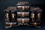 A ZITAN CARVED COMBINATION BOX