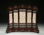 A TABLE SCREEN WITH IVORY AND JADE INSETS
