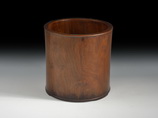 A LARGE HARDWOOD BRUSH POT