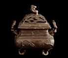 A BRONZE CENSER WITH STYLE OF BAMBOO BRANCHES